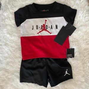 Brand New Jordan 12M 2PC Black, Red Short Set